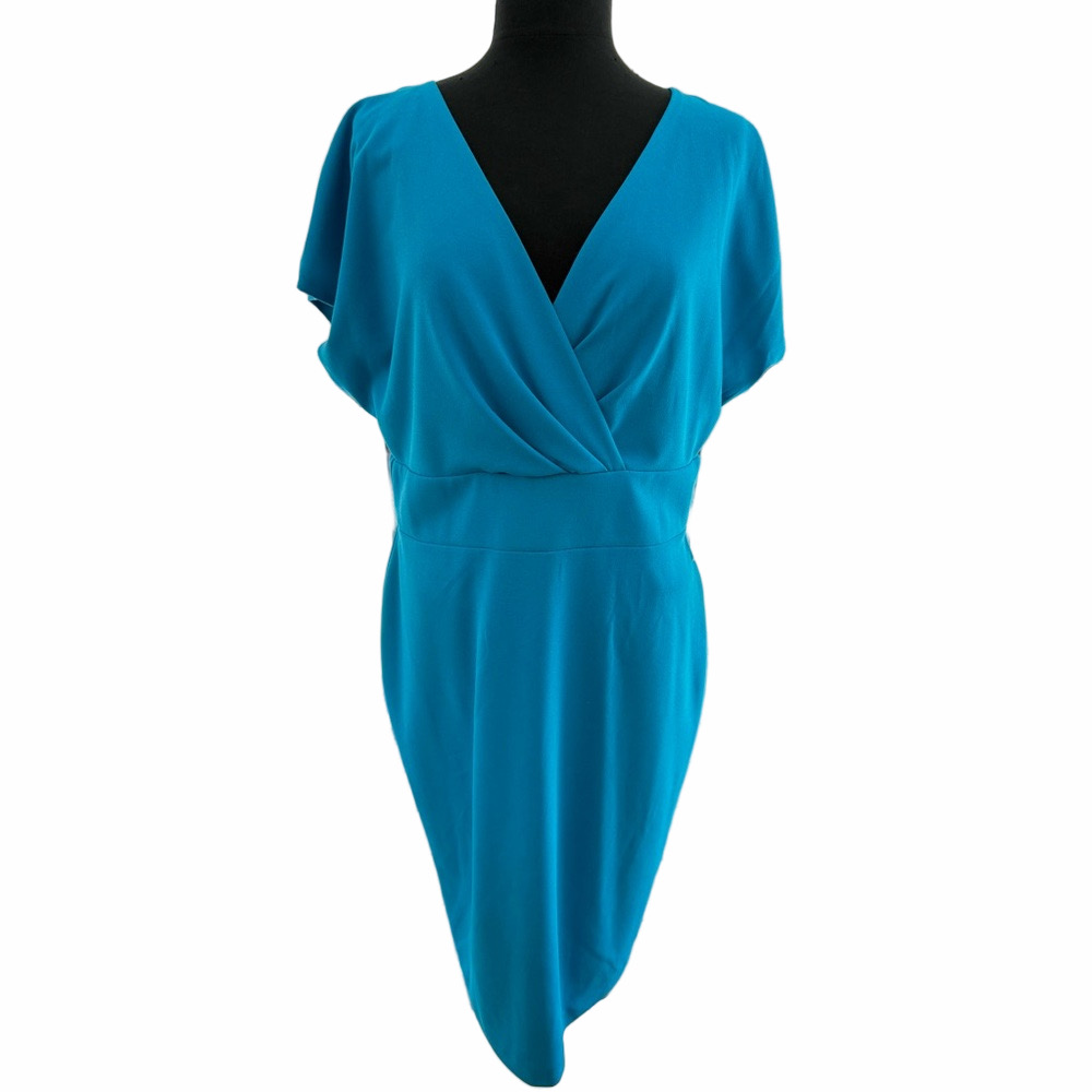 Alexia Admor Size XL Cerulean Blue Naomi Drape Surplice Neck Sheath Dress NEW